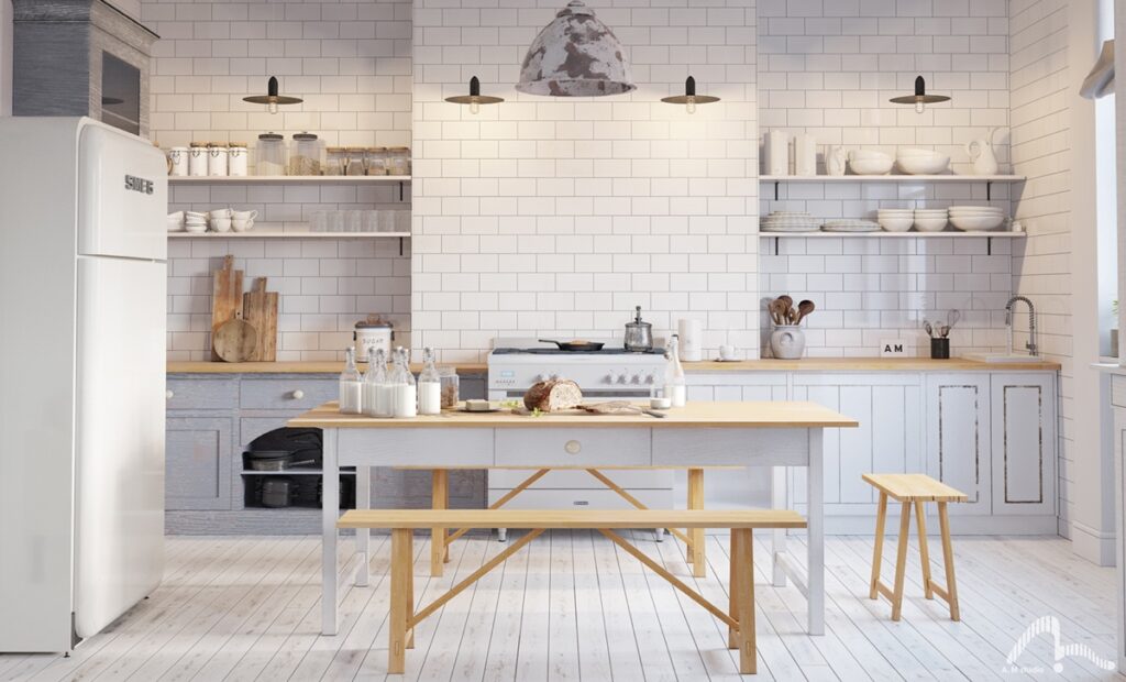 Pomysł na kuchnię w stylu skandynawskim – szkliwione kafle